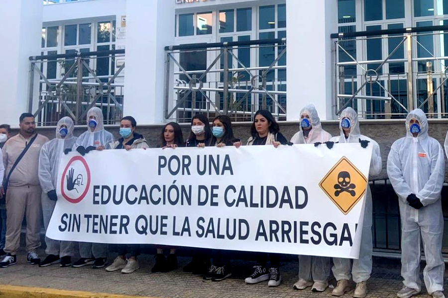 Las familias del CEIP Real concentrados ante la Consejería de Educación