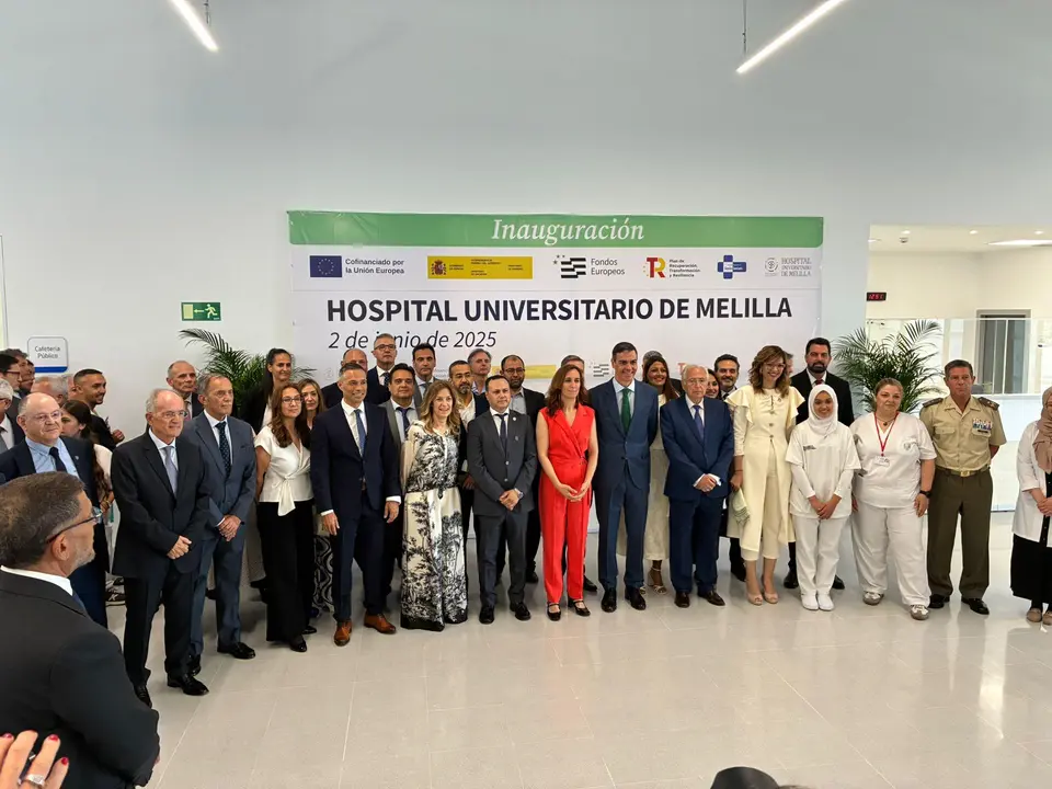 El presidente Pedro S&aacute;nchez, durante el acto institucional de inauguraci&oacute;n del nuevo hospital de Melilla