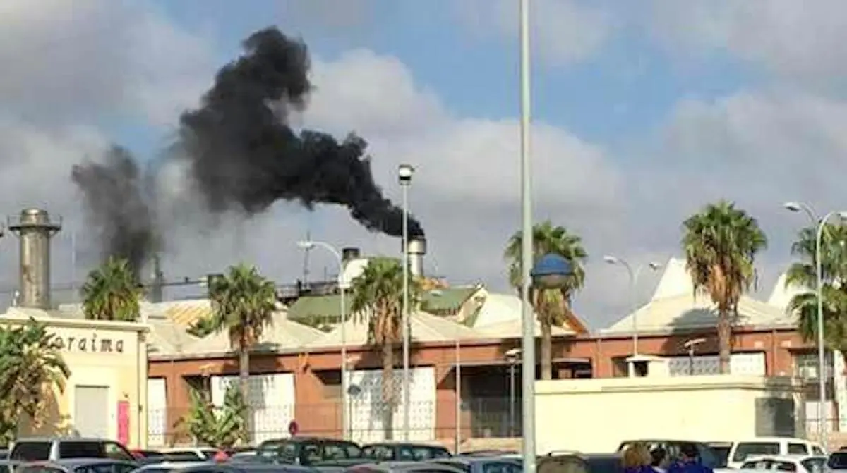 Humo saliendo de la planta de Endesa.