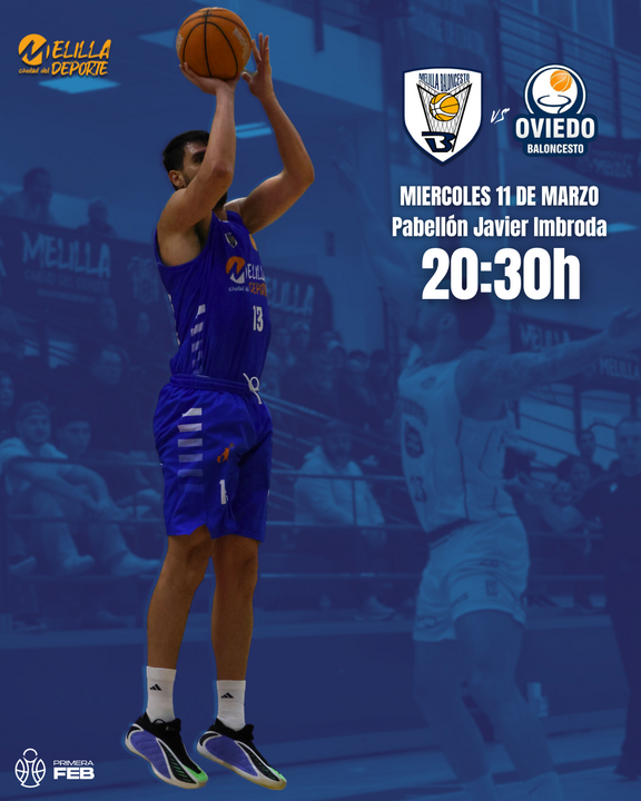 El Melilla Ciudad del Deporte se enfrenta a Alimerka Oviedo Baloncesto en un duelo clave de la Primera FEB