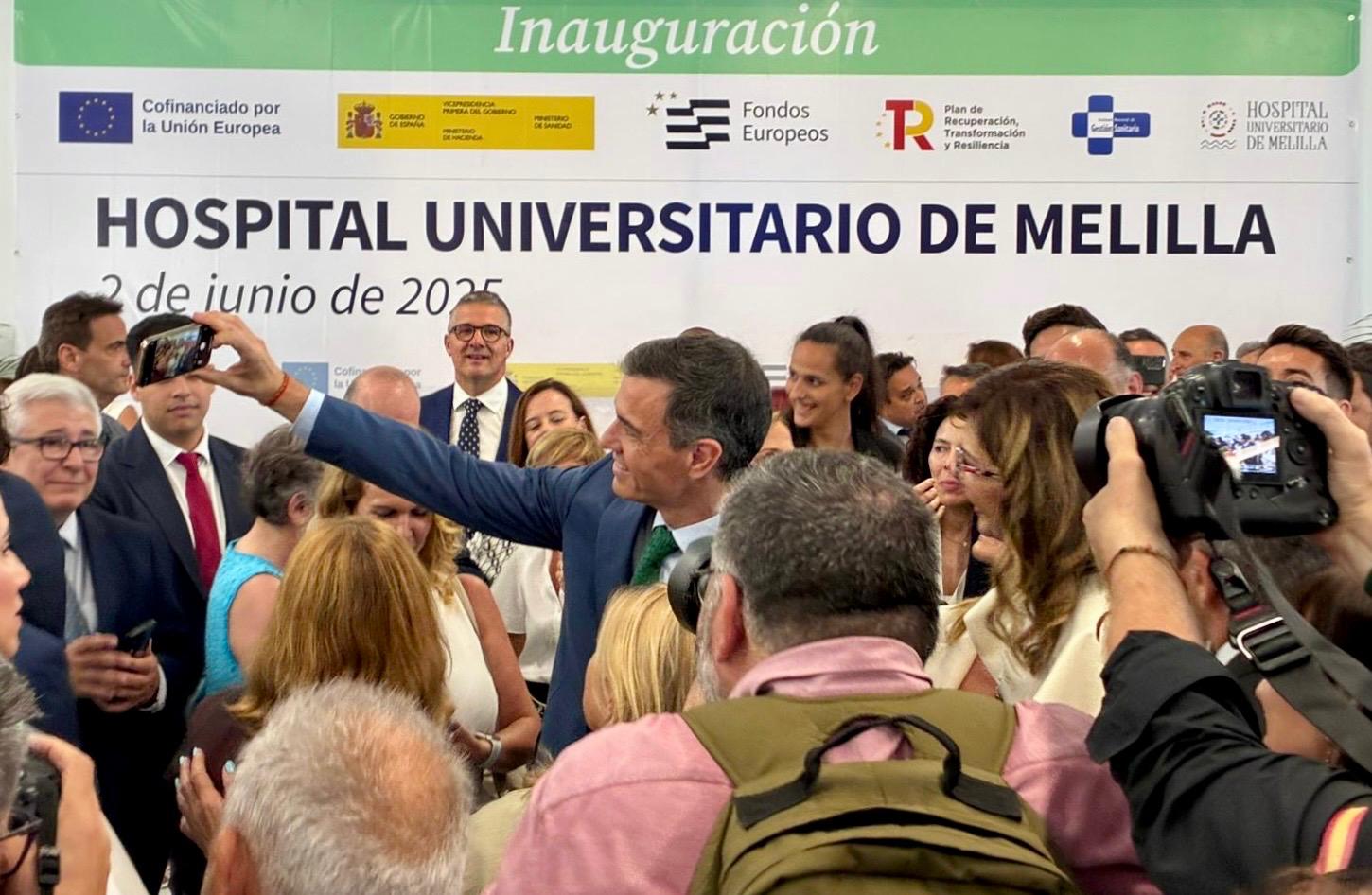El presidente Pedro Sánchez, durante el acto institucional de inauguración del nuevo hospital de Melilla