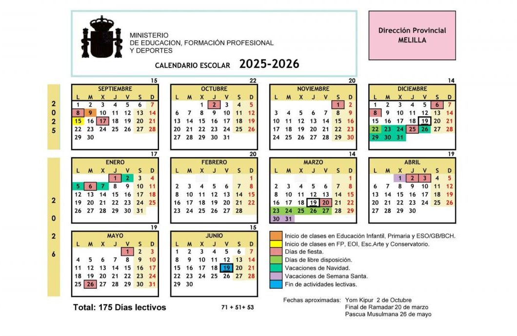 Calendario escolar 2025-2026