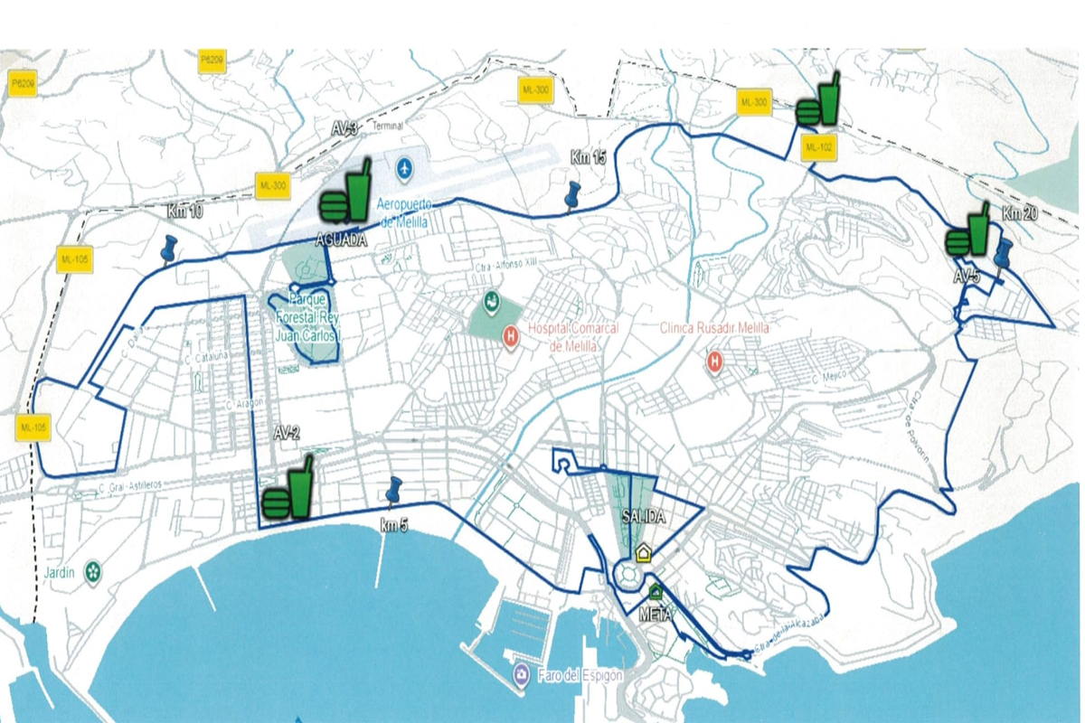 Recorrido de la marcha a pie de 25 km